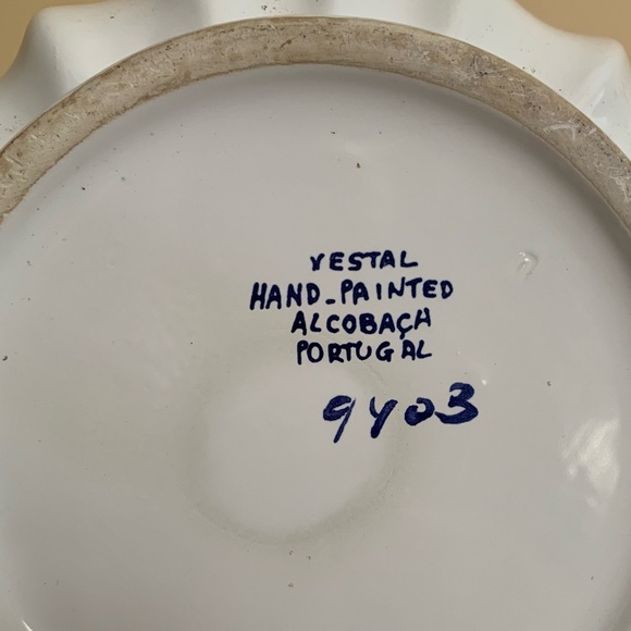 VESTAL Vintage Hand floral painted Alcobach Portugal ceramic planter pot… - Picture 2 of 12
